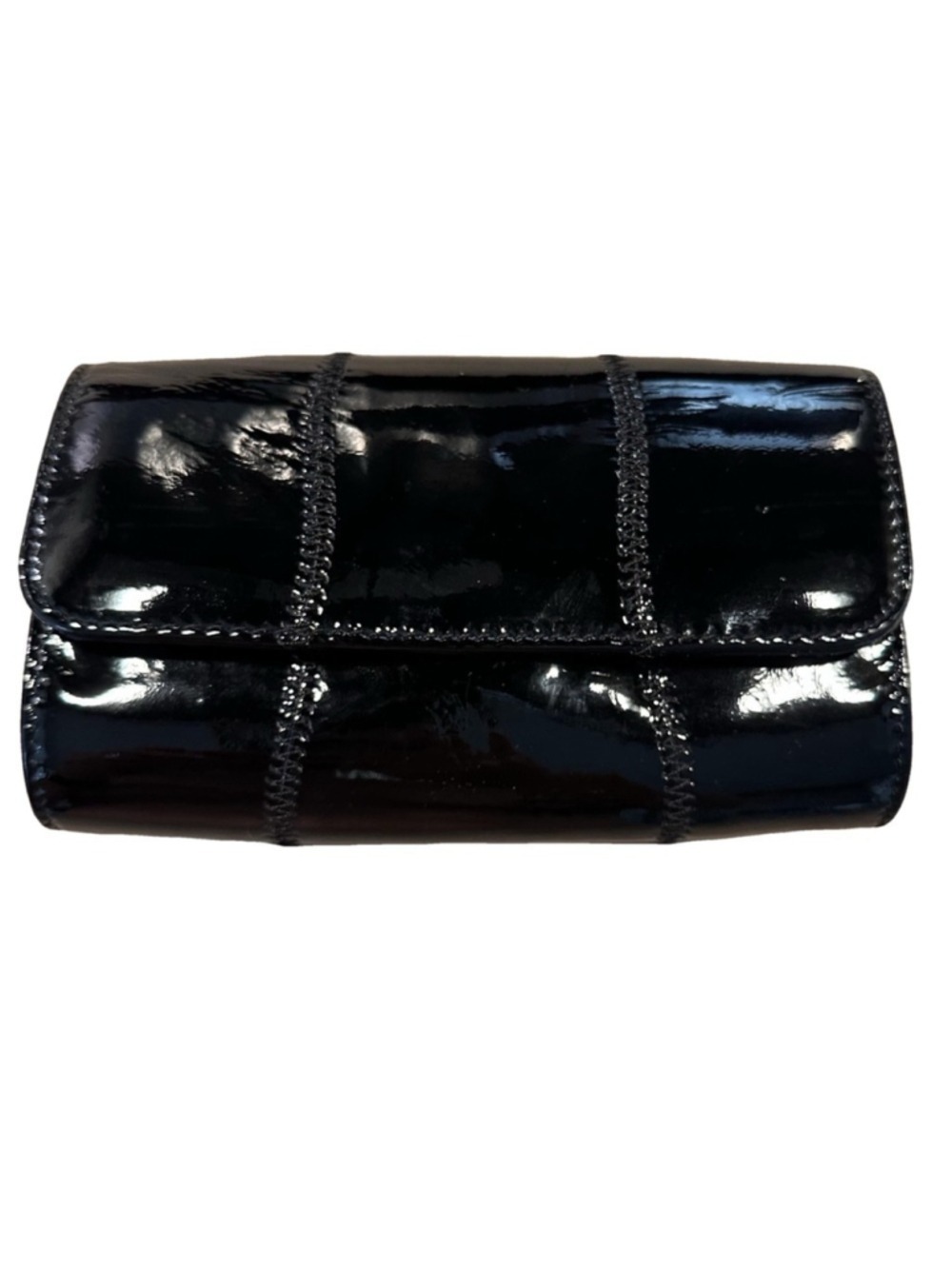 Saks Fifth Avenue X Carlos Falchi Womens Black Magnet Clutch Bag Makeup Bag